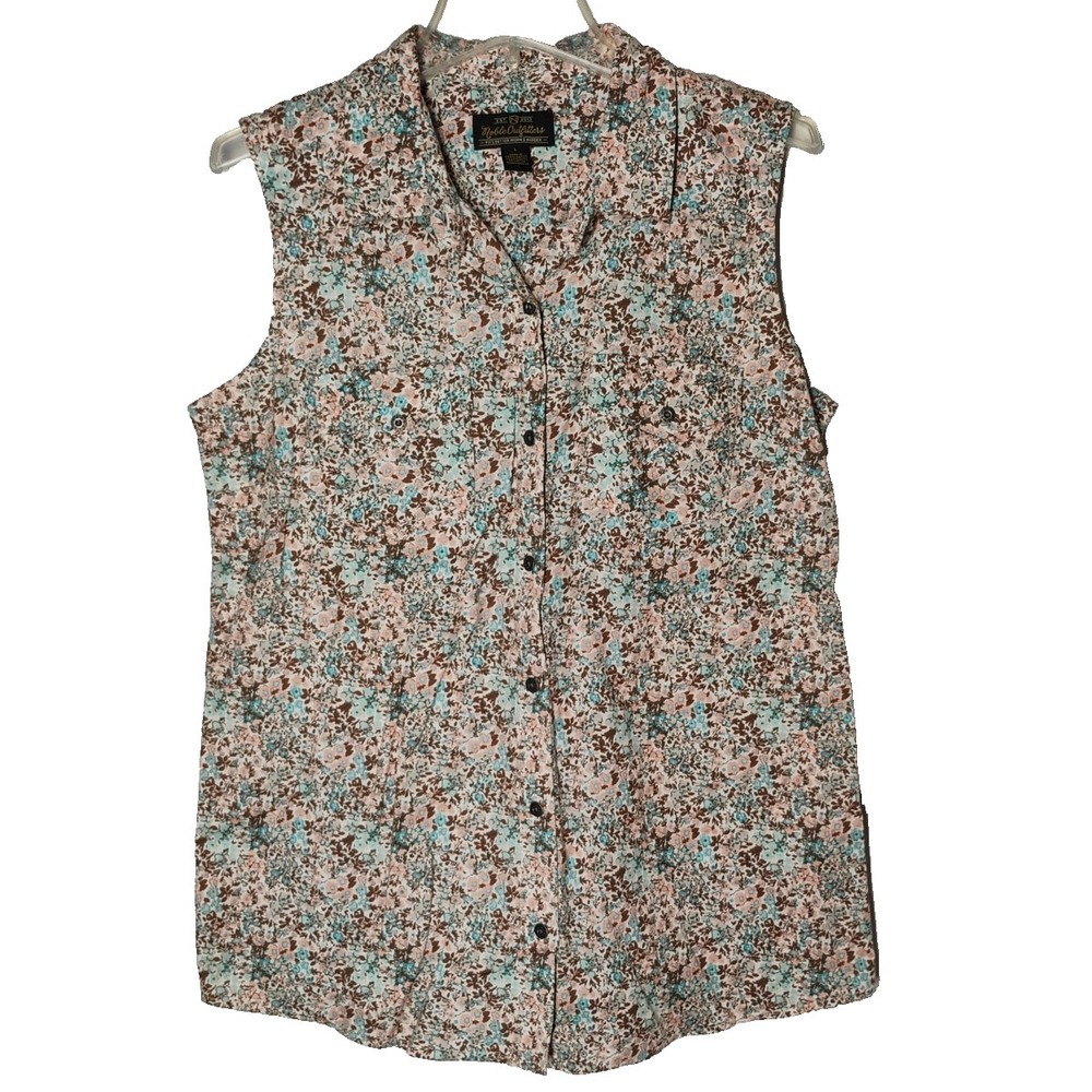 Noble Outfitters Womens Large Sleeveless Button Up Tank Top Shirt